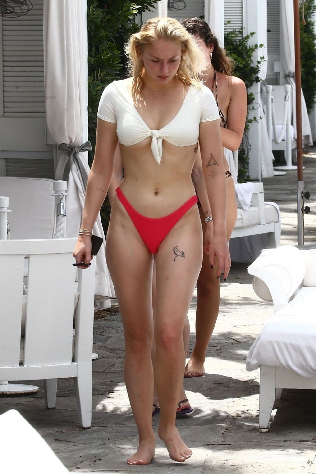Sophie Turner Shows Under Boobs And Ass In Tight Red Bikini Panties - Thefappening.link