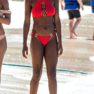 Mouna Traore Paparazzi Red Bikini Beach Photos Thefappeninglink.