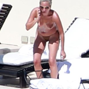 Lady Gaga Sunbathing Topless And Thong Bikini