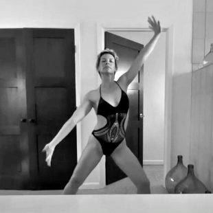 Evangeline Lilly Dancing In Tight Swimsuit On Camera